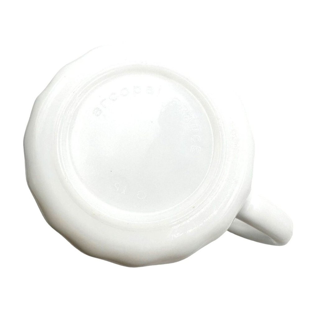White Milk Glass Blue Floral Arcopal France Honorine Mug Coffee Tea Cup 8 oz - Picture 7 of 10